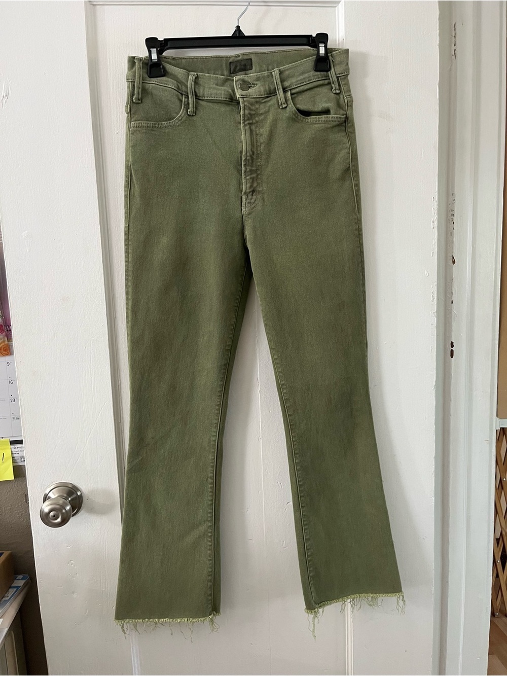 MOTHER The Hustler Ankle Fray Dark Olive Jeans - Picture 3 of 17
